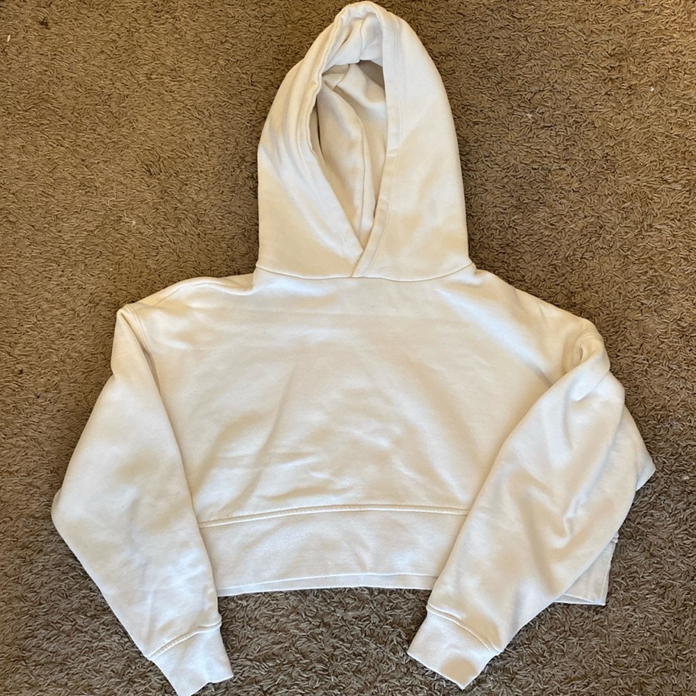 Forever 21 Cream Cropped Hoodie